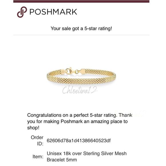 Unisex 18k over Sterling Silver Mesh Bracelet 5mm - Picture 7 of 9